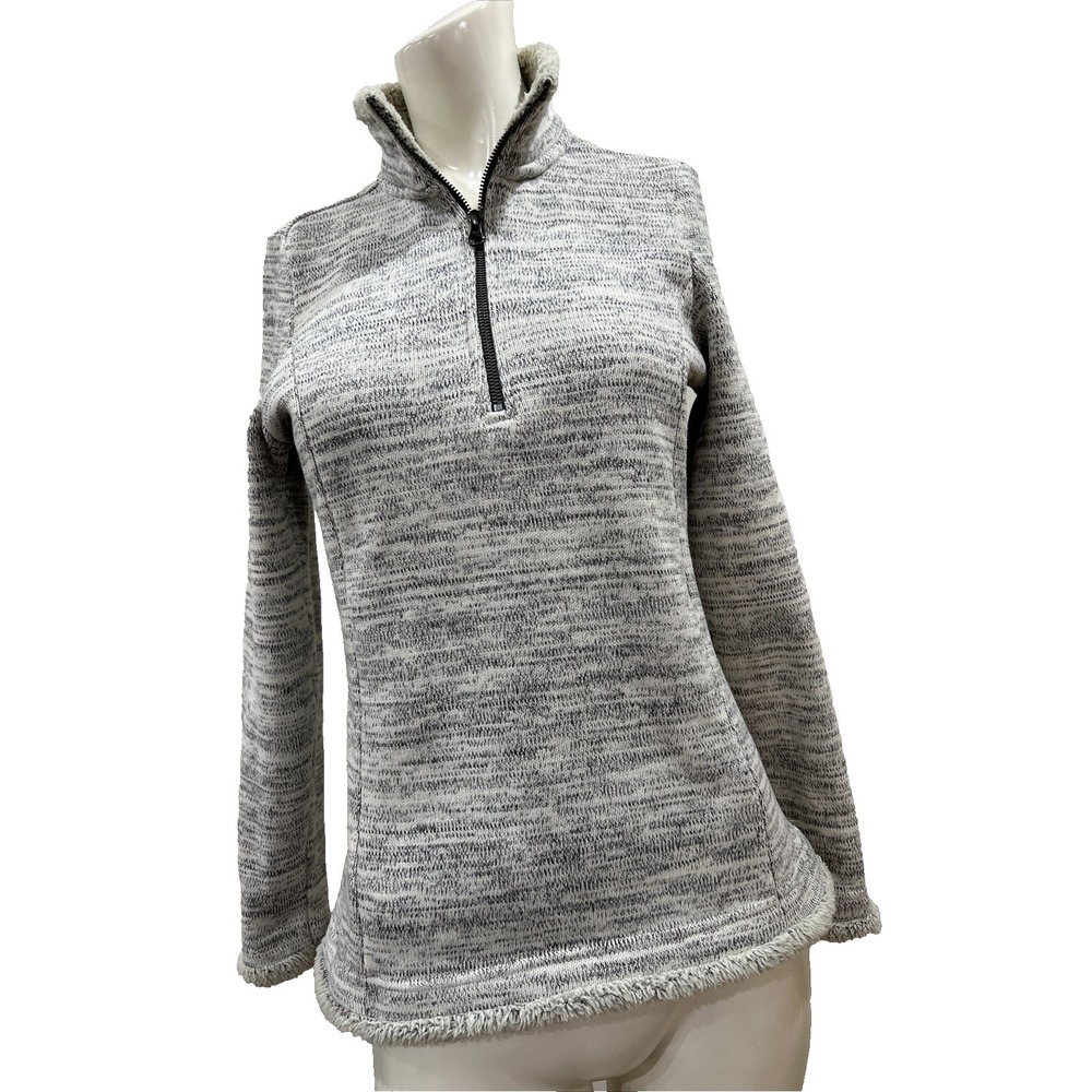 Kuhl Women's Alaska Quarter 1/4 Zip Gray Cream Shearling Fleece Trim Size Small